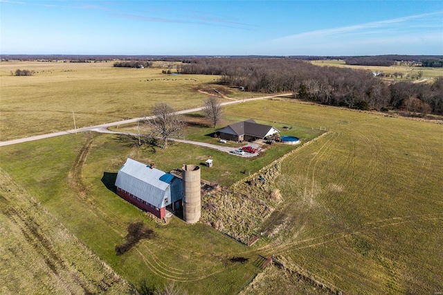 aerial view featuring a rural view