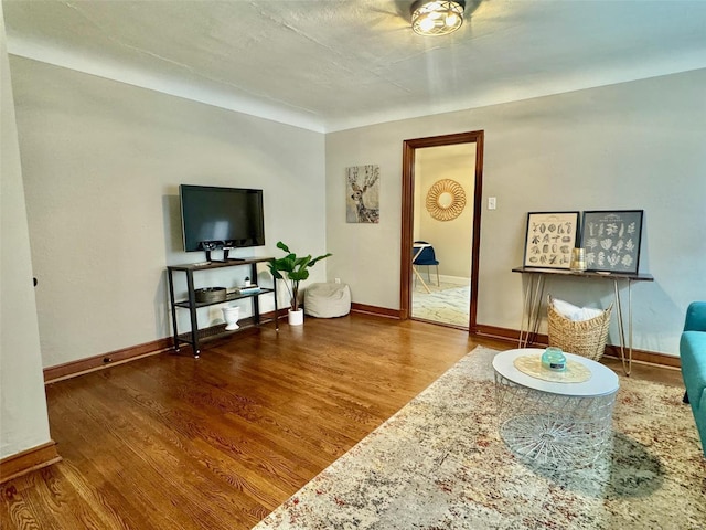 living room with hardwood / wood-style floors