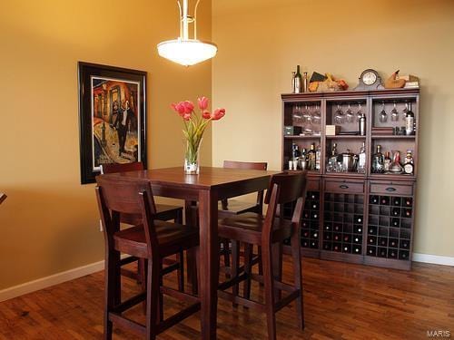 dining area with dark wood-type flooring