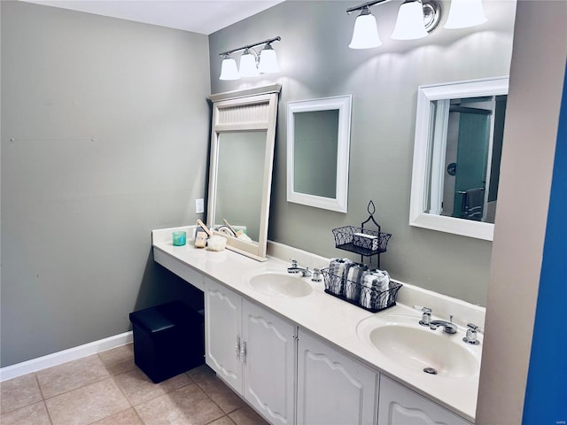 bathroom with vanity and tile patterned floors