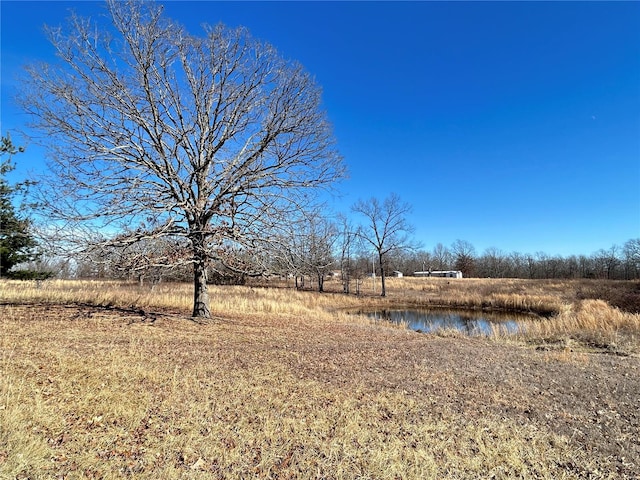 view of yard featuring a rural view and a water view