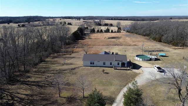 drone / aerial view with a rural view