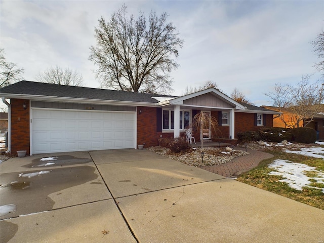 single story home with a garage