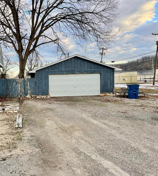 view of garage