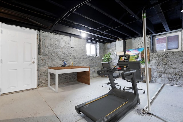 workout room with electric panel