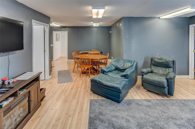 living room with light wood-type flooring