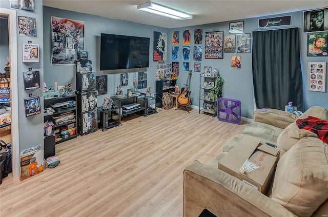 living area featuring wood finished floors