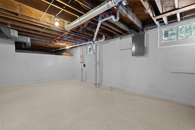 basement with electric panel