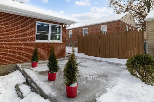 view of snow covered exterior