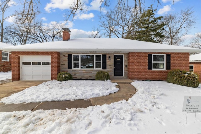 single story home with a garage