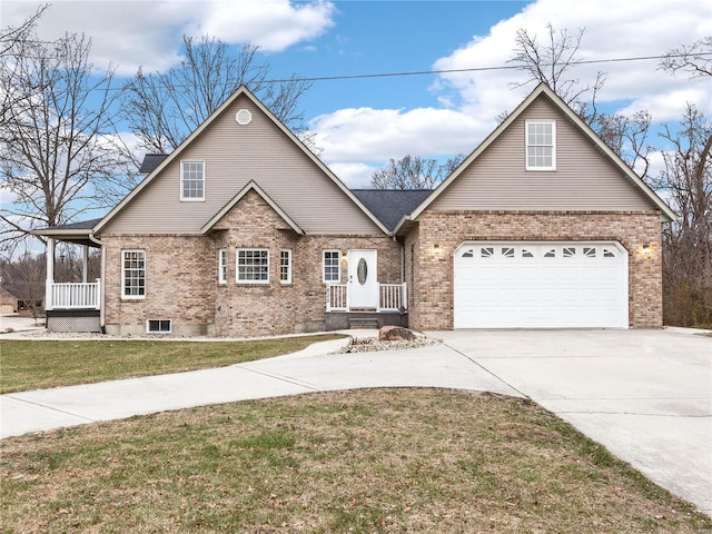 front of property with covered porch and a front yard