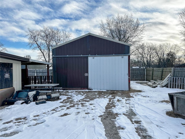 view of snow covered structure