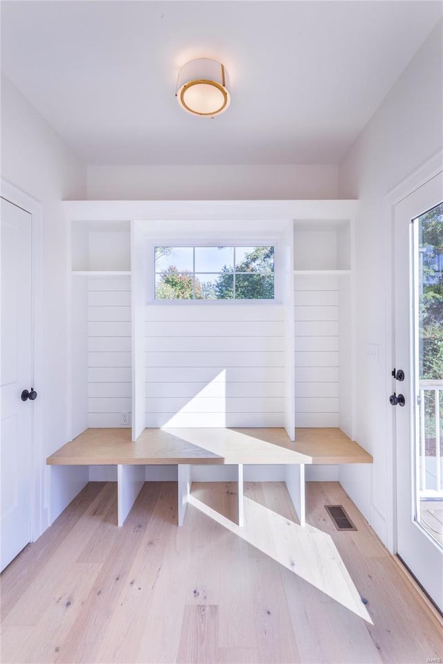 mudroom featuring light wood-type flooring