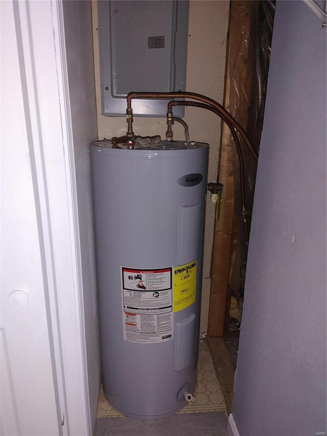 utilities with electric panel and water heater