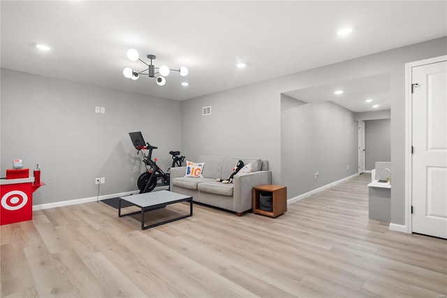 living room featuring light wood-type flooring