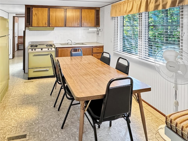 kitchen featuring sink, range with gas cooktop, and extractor fan