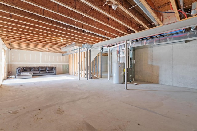 basement with water heater