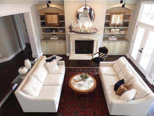 living room with hardwood / wood-style floors