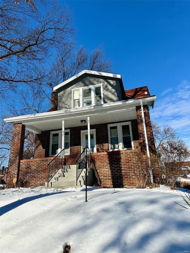 view of front of home with covered porch