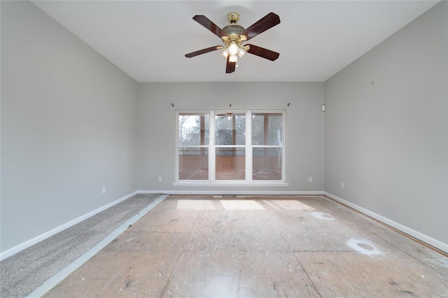 spare room featuring ceiling fan