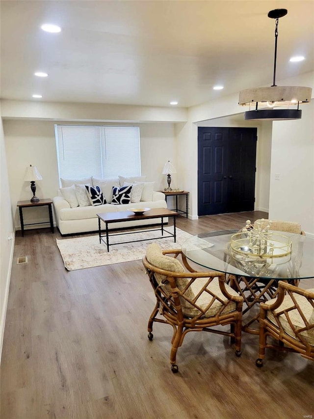 living room with hardwood / wood-style floors