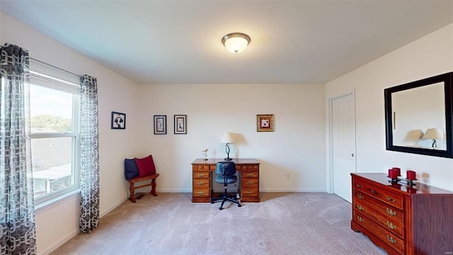 view of carpeted office space