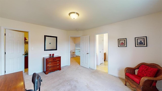 sitting room with light carpet