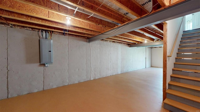 basement with electric panel