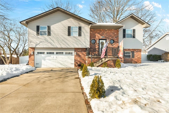 split foyer home featuring a garage