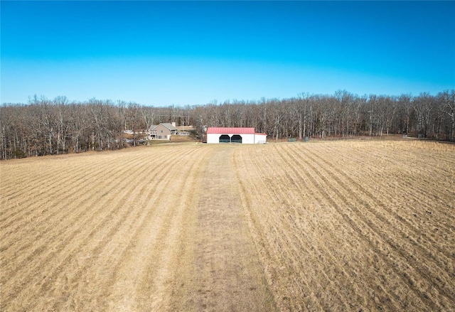 birds eye view of property with a rural view