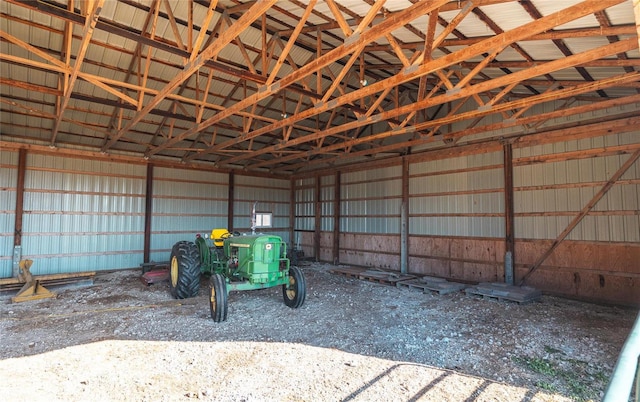 garage with metal wall