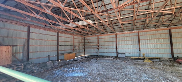 garage with metal wall