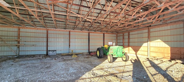 garage with metal wall