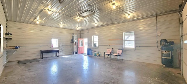 garage featuring metal wall