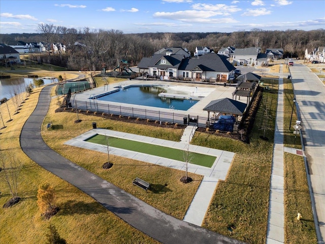 drone / aerial view with a residential view