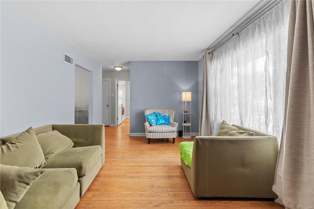 living room with light wood-type flooring