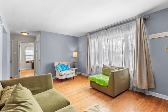 living room featuring hardwood / wood-style floors and a healthy amount of sunlight