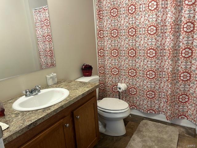 bathroom with toilet and vanity