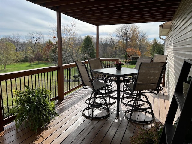 deck featuring a yard