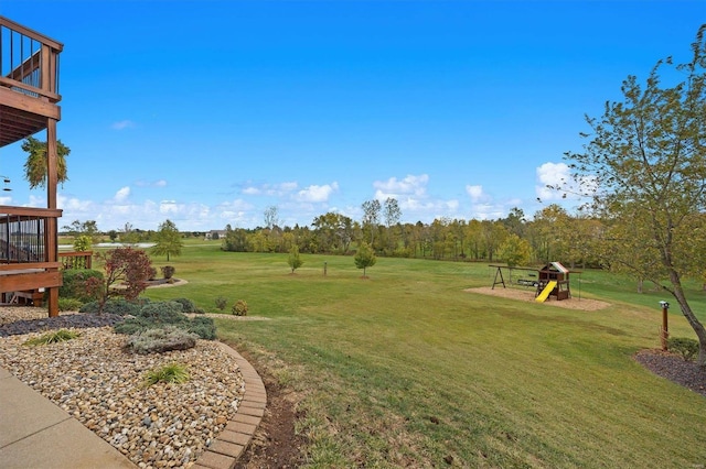 view of yard with a playground