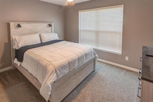 bedroom with carpet flooring and ceiling fan