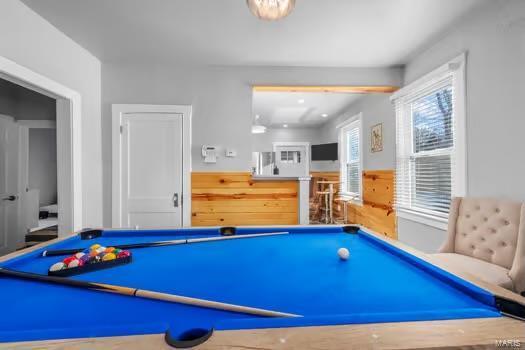 rec room with billiards