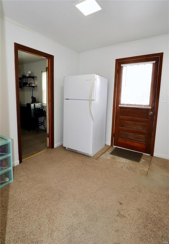 interior space featuring white refrigerator