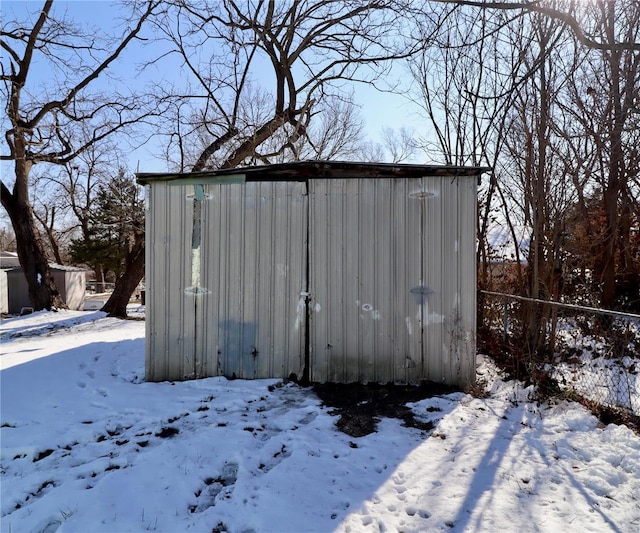 view of snow covered structure