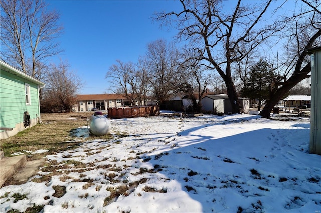 view of yard covered in snow