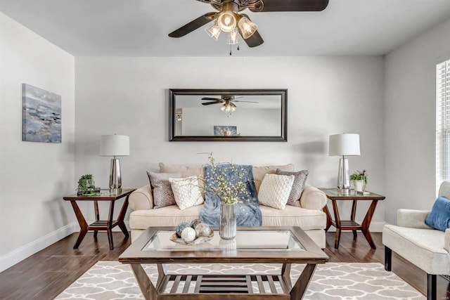 living room featuring dark hardwood / wood-style floors