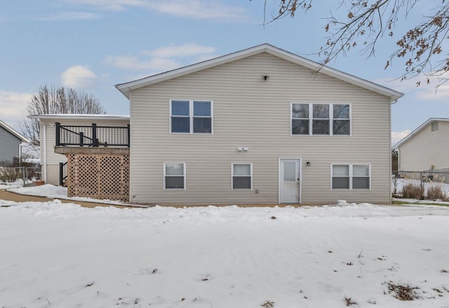 view of snow covered property