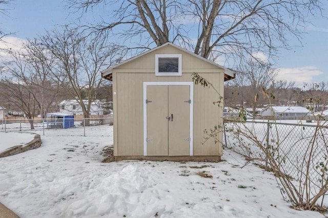 view of snow covered structure