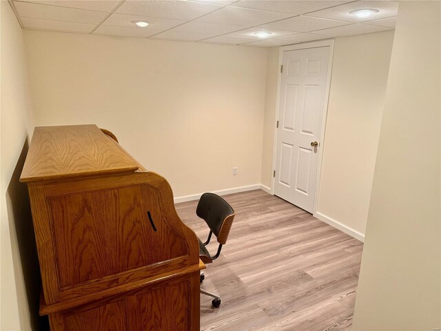 home office featuring light hardwood / wood-style floors