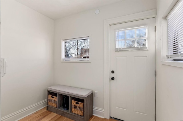 doorway with light hardwood / wood-style floors